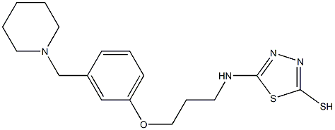 2-[N-[3-[3-(1-Piperidylmethyl)phenoxy]propyl]amino]-5-mercapto-1,3,4-thiadiazole Struktur