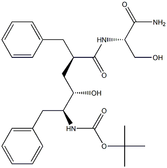 (S)-2-[[(2R,4S,5S)-5-(tert-Butoxycarbonylamino)-2-benzyl-4-hydroxy-6-phenylhexanoyl]amino]-3-hydroxypropionamide Struktur