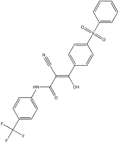 2-Cyano-3-hydroxy-3-[4-phenylsulfonylphenyl]-N-[4-trifluoromethylphenyl]acrylamide Struktur