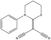 2-[Cyano(cyano)methylene]-3-phenyl-3,4,5,6-tetrahydro-2H-1,3-thiazine Struktur