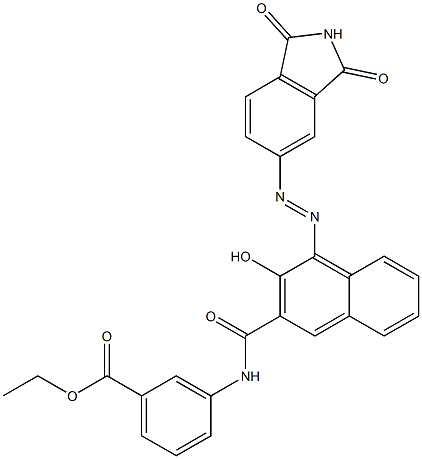 3-[3-Hydroxy-4-[(1,3-dioxoisoindolin-5-yl)azo]-2-naphthoylamino]benzoic acid ethyl ester Struktur