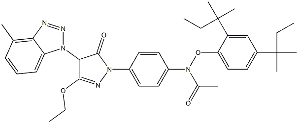 1-[4-[(2,4-Di-tert-pentylphenoxy)acetylamino]phenyl]-3-ethoxy-4-(4-methyl-1H-benzotriazol-1-yl)-5(4H)-pyrazolone Struktur