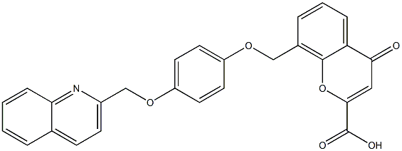 8-[4-[(2-Quinolinyl)methoxy]phenoxymethyl]-4-oxo-4H-1-benzopyran-2-carboxylic acid Struktur