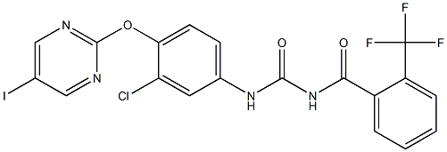 1-(2-Trifluoromethylbenzoyl)-3-[4-[(5-iodo-2-pyrimidinyl)oxy]-3-chlorophenyl]urea Struktur