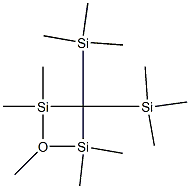 3,3-Bis(trimethylsilyl)-1,2,2,4,4-pentamethyl-1-oxa-2,4-disilacyclobutan-1-ium Struktur