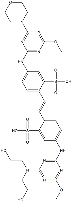 4-[4-[Bis(2-hydroxyethyl)amino]-6-methoxy-1,3,5-triazin-2-ylamino]-4'-(4-methoxy-6-morpholino-1,3,5-triazin-2-ylamino)-2,2'-stilbenedisulfonic acid Struktur