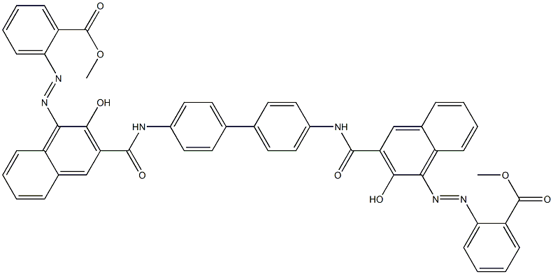 4,4'-Bis[1-[[2-(methoxycarbonyl)phenyl]azo]-2-hydroxy-3-naphthoylamino]biphenyl Struktur