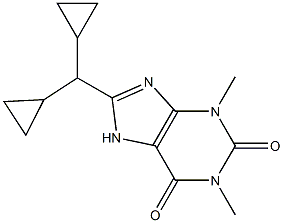 8-Dicyclopropylmethyl-1,3-dimethylxanthine Struktur