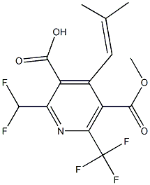 2-(Difluoromethyl)-6-(trifluoromethyl)-4-(2-methyl-2-methylethenyl)-5-(methoxycarbonyl)pyridine-3-carboxylic acid Struktur