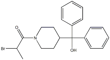 2-Bromo-1-[4-(diphenylhydroxymethyl)piperidino]-1-propanone Struktur