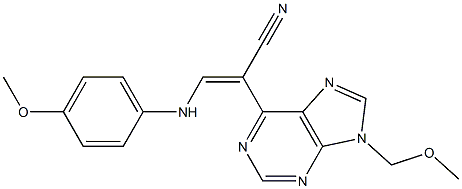 9-(Methoxymethyl)-6-[(E)-2-(4-methoxyphenylamino)-1-cyanoethenyl]-9H-purine Struktur