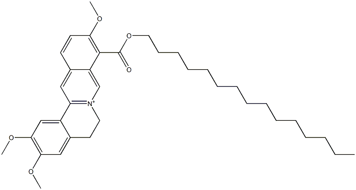 5,6-Dihydro-2,3,10-trimethoxy-9-(pentadecyloxycarbonyl)dibenzo[a,g]quinolizinium Struktur