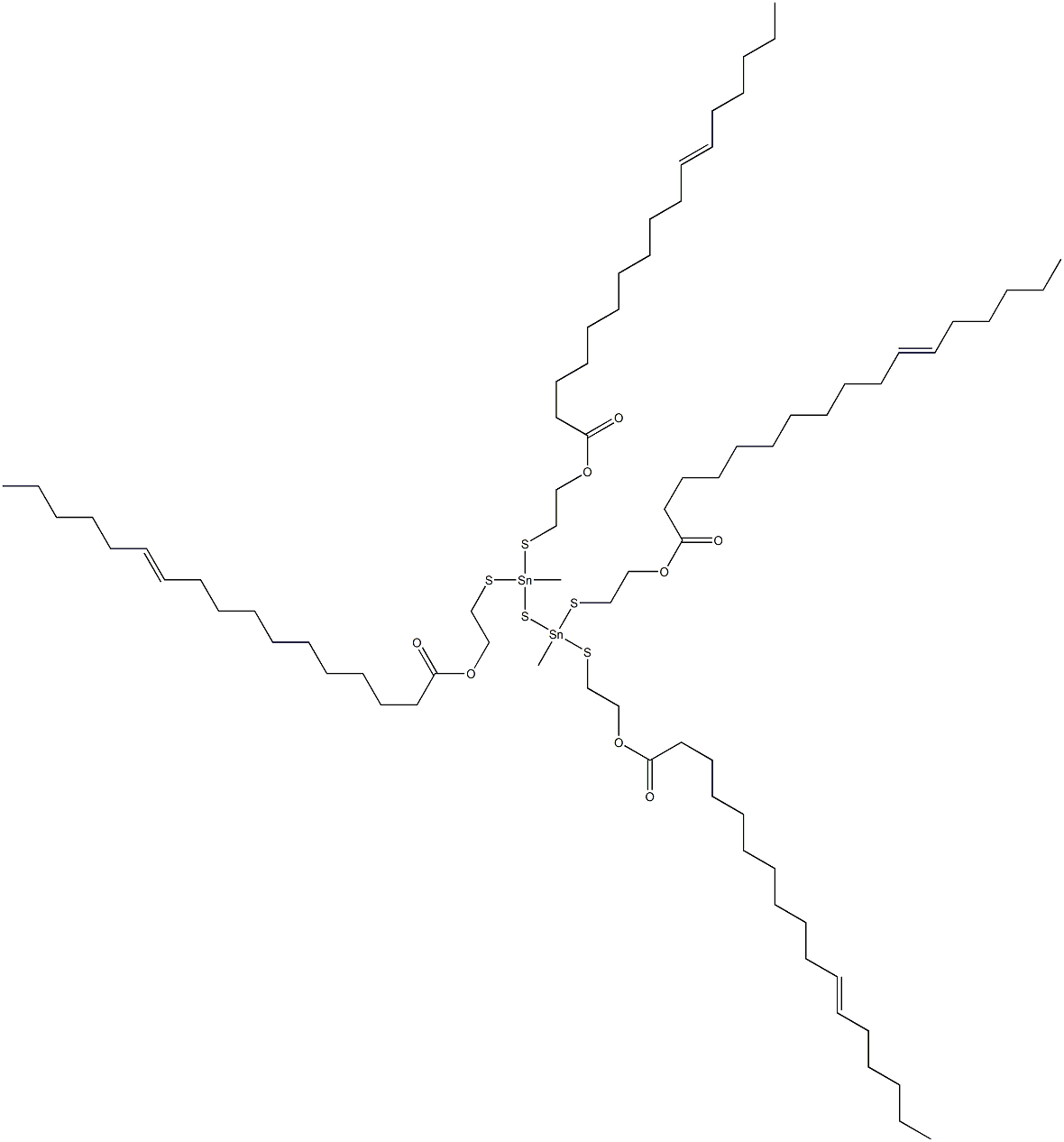 Bis[methylbis[[2-(10-hexadecenylcarbonyloxy)ethyl]thio]stannyl] sulfide Struktur