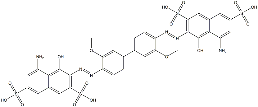 3,3'-[(3,3'-Dimethoxy[1,1'-biphenyl]-4,4'-diyl)bis(azo)]bis(5-amino-4-hydroxy-2,7-naphthalenedisulfonic acid) Struktur