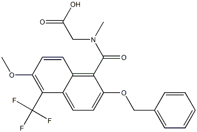 [N-[[2-Benzyloxy-6-methoxy-5-trifluoromethyl-1-naphthalenyl]carbonyl]-N-methylamino]acetic acid Struktur