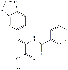 2-Benzoylamino-3-(1,3-benzodioxol-5-yl)acrylic acid sodium salt Struktur