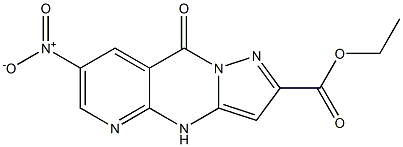 9-Oxo-7-nitro-4,9-dihydropyrazolo[1,5-a]pyrido[2,3-d]pyrimidine-2-carboxylic acid ethyl ester Struktur