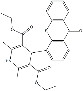 1,4-Dihydro-2,6-dimethyl-4-(9-oxo-9H-thioxanthen-4-yl)pyridine-3,5-dicarboxylic acid diethyl ester Struktur