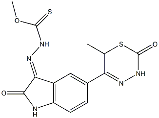 3-[[1,2-Dihydro-5-[(6-methyl-2-oxo-3,6-dihydro-2H-1,3,4-thiadiazin)-5-yl]-2-oxo-3H-indol]-3-ylidene]thiocarbazic acid O-methyl ester Struktur