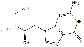 2-Amino-9-[(2R,3R)-2,3,4-trihydroxybutyl]-1,9-dihydro-6H-purin-6-one Struktur