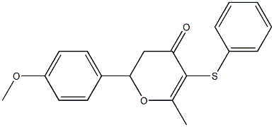 2-(p-Methoxyphenyl)-6-methyl-5-phenylthio-2,3-dihydro-4H-pyran-4-one Struktur