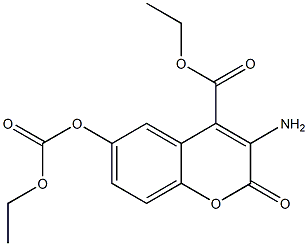 3-Amino-6-ethoxycarbonyloxy-2-oxo-2H-1-benzopyran-4-carboxylic acid ethyl ester Struktur