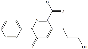 1,6-Dihydro-4-(2-hydroxyethylthio)-6-oxo-1-phenylpyridazine-3-carboxylic acid methyl ester Struktur