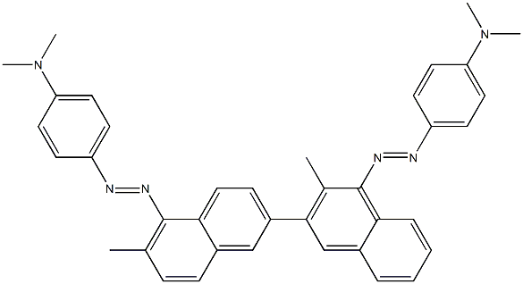 4,4'-Bis(4-dimethylaminophenylazo)-3,3'-dimethyl-2,7'-binaphthalene Struktur