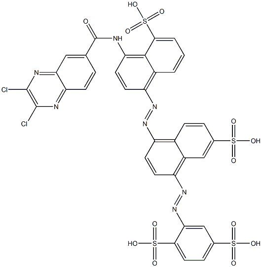 2-[[4-[[4-[[(2,3-Dichloro-6-quinoxalinyl)carbonyl]amino]-5-sulfo-1-naphthalenyl]azo]-7-sulfo-1-naphthalenyl]azo]-1,4-benzenedisulfonic acid Struktur