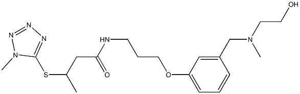 N-[3-[3-[[(2-Hydroxyethyl)(methyl)amino]methyl]phenoxy]propyl]-3-[(1-methyl-1H-tetrazol-5-yl)thio]butyramide Struktur