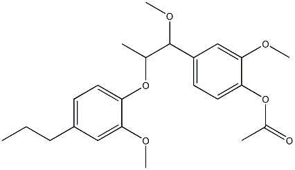 1-Methoxy-2-methyl-1-(4-acetoxy-3-methoxyphenyl)-2-(4-propyl-2-methoxyphenoxy)ethane Struktur