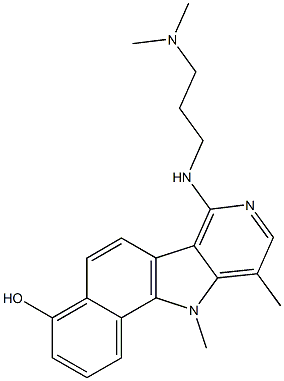 7-(3-Dimethylaminopropylamino)-4-hydroxy-10,11-dimethyl-11H-benzo[g]pyrido[4,3-b]indole Struktur