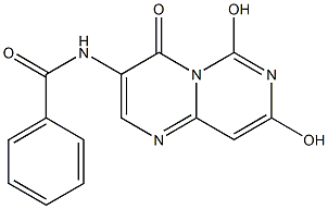 3-Benzoylamino-6,8-dihydroxy-4H-pyrimido[1,6-a]pyrimidin-4-one Struktur