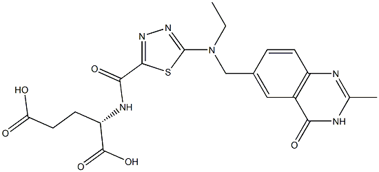 (2S)-2-[5-[N-Ethyl-N-[[(3,4-dihydro-2-methyl-4-oxoquinazolin)-6-yl]methyl]amino]-1,3,4-thiadiazol-2-ylcarbonylamino]glutaric acid Struktur