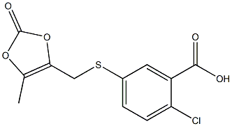 5-[(2-Oxo-5-methyl-1,3-dioxol-4-yl)methylthio]-2-chlorobenzoic acid Struktur