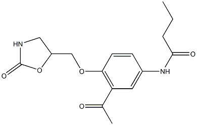 5-[(4-Butyrylamino-6-acetylphenyl)oxymethyl]oxazolidin-2-one Struktur