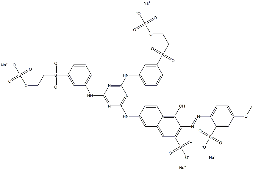 7-[4,6-Bis[3-[2-(sulfooxy)ethylsulfonyl]anilino]-1,3,5-triazin-2-ylamino]-4-hydroxy-3-(4-methoxy-2-sulfophenylazo)-2-naphthalenesulfonic acid tetrasodium salt Struktur