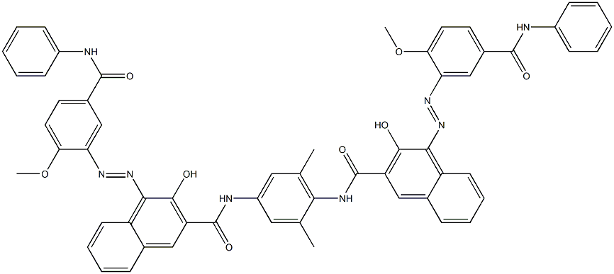 N,N'-(2,6-Dimethyl-1,4-phenylene)bis[4-[[2-methoxy-5-(phenylcarbamoyl)phenyl]azo]-3-hydroxy-2-naphthalenecarboxamide] Struktur