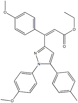 (Z)-3-(4-Methoxyphenyl)-3-[[1-(4-methoxyphenyl)-5-(4-methylphenyl)-1H-pyrazol]-3-yl]propenoic acid ethyl ester Struktur