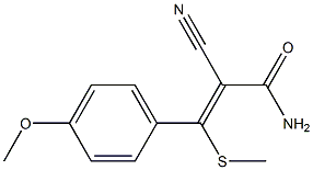 2-Cyano-3-methylthio-3-(4-methoxyphenyl)acrylamide Struktur