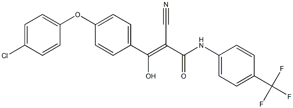 2-Cyano-3-hydroxy-3-[4-(4-chlorophenoxy)phenyl]-N-[4-trifluoromethylphenyl]acrylamide Struktur