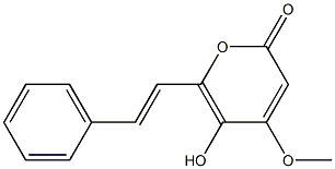 5-Hydroxy-4-methoxy-6-(2-phenylethenyl)-2H-pyran-2-one Struktur