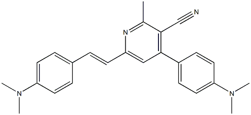 2-Methyl-4-(4-dimethylaminophenyl)-6-[2-(4-dimethylaminophenyl)ethenyl]pyridine-3-carbonitrile Struktur