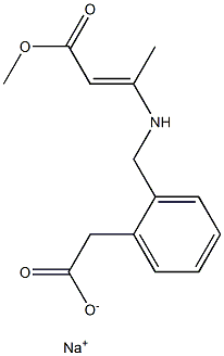 2-(2-Methoxycarbonyl-1-methylvinylaminomethyl)phenylacetic acid sodium salt Struktur