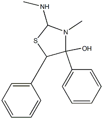 4,5-Diphenyl-4-hydroxy-3-methyl-2-(methylamino)-2-thiazolin-3-ium Struktur