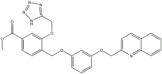 4-[3-(2-Quinolylmethoxy)phenoxymethyl]-3-(1H-tetrazol-5-ylmethoxy)benzoic acid methyl ester Struktur