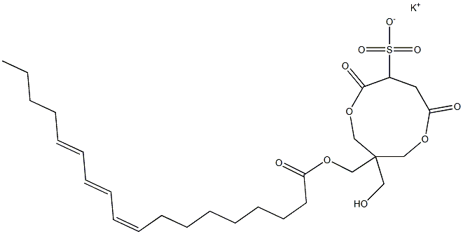 1-[[[(9Z,11E,13E)-1-Oxo-9,11,13-octadecatrien-1-yl]oxy]methyl]-1-(hydroxymethyl)-4,7-dioxo-3,8-dioxacyclononane-6-sulfonic acid potassium salt Struktur