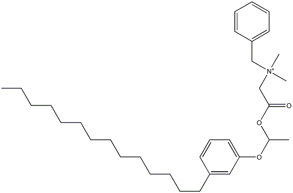 N,N-Dimethyl-N-benzyl-N-[[[1-(3-tetradecylphenyloxy)ethyl]oxycarbonyl]methyl]aminium Struktur