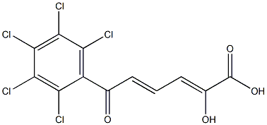 (2Z,4E)-2-Hydroxy-6-(2,3,4,5,6-pentachlorophenyl)-6-oxo-2,4-hexadienoic acid Struktur