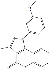 1-(3-Methoxyphenyl)-3-methyl[1]benzopyrano[4,3-c]pyrazol-4(1H)-one Struktur